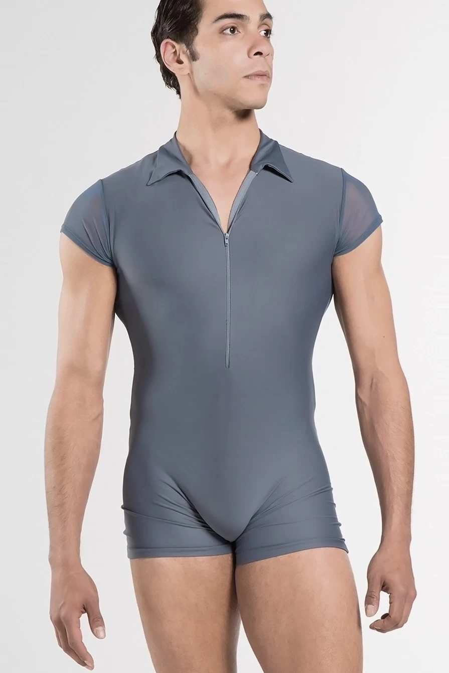 Wear Moi Men's Front Zip Dance Biketard - Romeo Style Ballet Unitard for Performances